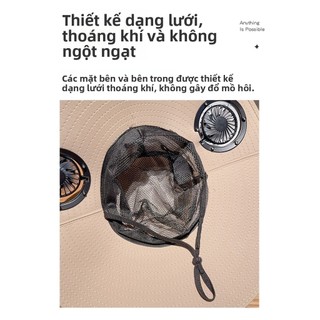 Quạt đôi năng lượng mặt trời Mũ chống nắng ngoài trời Vành lớn chống tia cực tím Mũ câu cá có thể sạc lại ổ đĩa kép làm mát Mũ xô