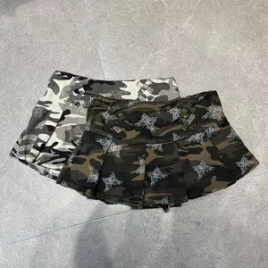 Mỹ Retro Ngụy Trang Bướm Xếp Ly Váy Denim Nữ Cao Cấp Chữ a Váy Mùa Hè Quần Áo Nữ Hot Girl Phong Cách Hợp Thời Trang