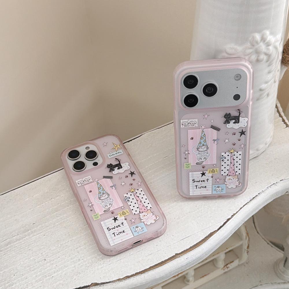 Ốp Lưng Cứng Tương Thích Với iPhone 15 15Pro 15ProMax 16 16Pro 16ProMax 17 17Pro 17ProMax Vỏ Họa Tiết Mèo Con Mũ Dài