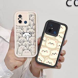 Ốp Lưng Cho Redmi 12C POCO C55 Silicon Hoạt Hình Đáng Yêu TPU Mềm Gấu Mèo Mắt Thiên Thần Vỏ Điện Thoại Chống Sốc