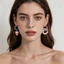 Bông tai mặt dây chuyền gốm THEGIRL8B, Khóa tai bằng thép không gỉ màu xanh trắng, Khóa tai thanh lịch Phụ kiện Hanfu Phong cách Trung Quốc Bông tai trái tim Đảng
