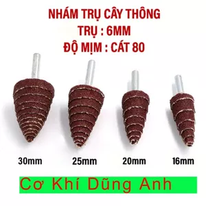 Nhám trụ cây thông Đầu mài nhám chuôi 6mm cho máy mài cầm tay để chà kim loại, gỗ loại bỏ vết bẩn
