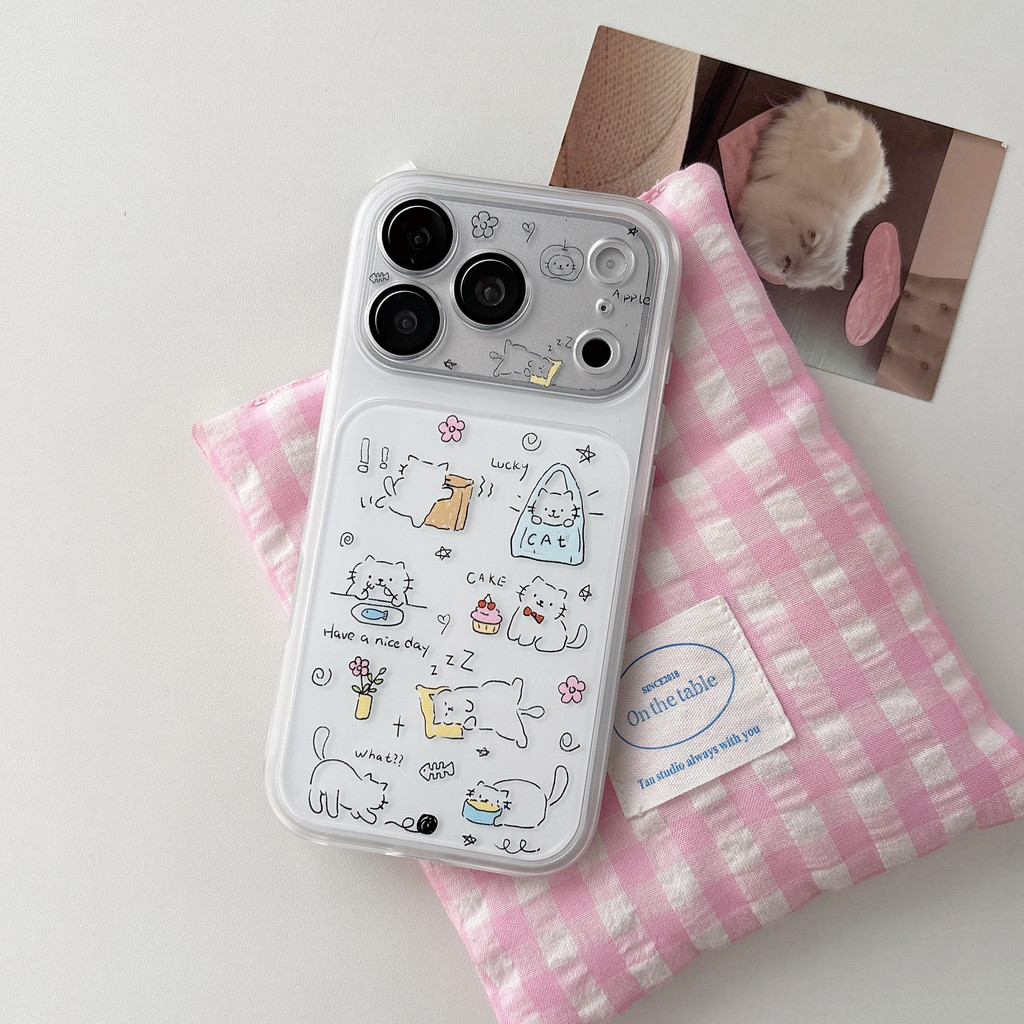 Ốp Điện Thoại Line Cat Cho iPhone 17 Pro Max 16 15 Vỏ Bảo Vệ Chống Sốc