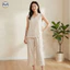 Phong cách Nhật Bản Muji Style / Quần dài đến mắt cá chân không tay ren dành cho nữ Bộ đồ Cotton nguyên chất / Đồ dài không tay mỏng mùa hè / Đồ dài cao cấp thoải mái khi đi chơi