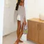 Khăn choàng móc NKSFX, Áo Poncho dệt kim bất đối xứng Shimmer, có tua rua thường ngày đi biển không đều che đậy mùa xuân hè