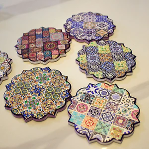 Sáng Tạo Gốm Coaster Nổi Chống Trơn Trượt Cách Nhiệt Pad Hộ Gia Đình Trà Trà Hình Bát Giác Pad TKAH