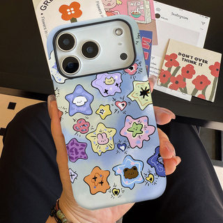 Ốp bảo vệ chân đế họa tiết ngôi sao sơn cho iPhone 11 12promax 13pro15pro 15promax 14 14promax 14pro 16 pro max 16 plus 17 17promax ốp lưng hai trong một