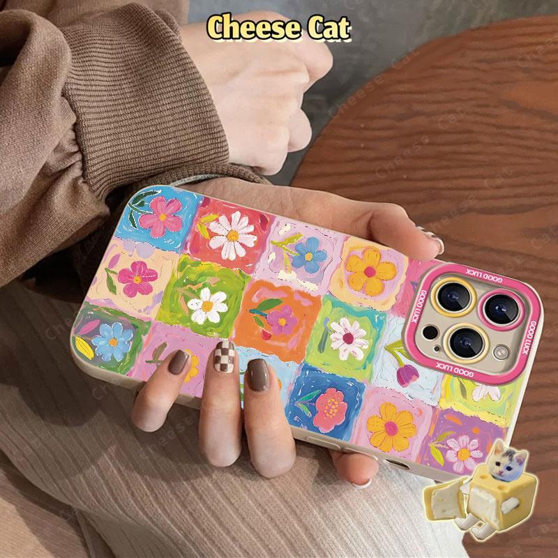 Tranh Sơn Dầu Lưới Hoa Ốp Lưng Điện Thoại iPhone 13 14 15 Plus 11 12 16 17 Pro Max XR Xs Max 7Plus 6 8 SE