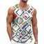 Retro 3D Hình Học Tank Top Nam, Áo Vest Mùa Hè Không Tay Cổ Tròn Thoáng Khí Mềm Mại, Thể Thao Thường Ngày