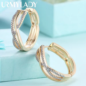 URMYLADY Bạc 925 Zircon Sáng Tạo Tai Kẹp Dành Cho Nữ Tiệc Cưới Bông Tai Mạ Vàng 18K Thời Trang Quyến Rũ Trang Sức