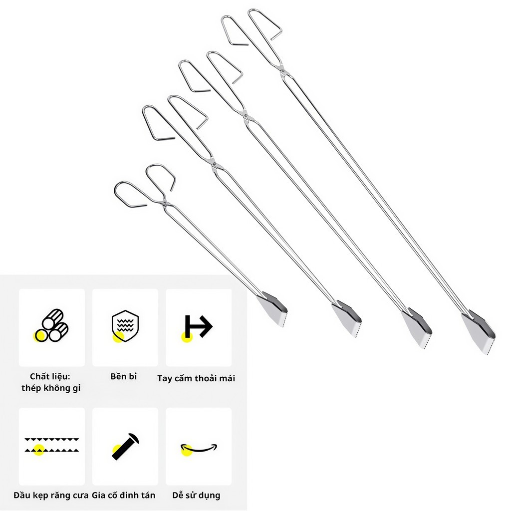 Kẹp Gắp Rác Dã Ngoại Chất Liệu Thép Không Gỉ Tiện Lợi, Kẹp Gắp Than Nướng BBQ Cắm Trại, Camping,vệ sinh tiện dụng-FE123