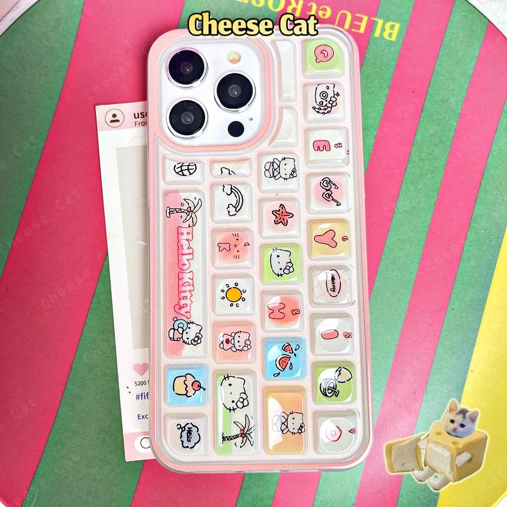 Ốp điện thoại bàn phím 3D Summer Kitty cho iPhone 11 14 13 15 12 16 17 Pro Max Giảm Căng Thẳng