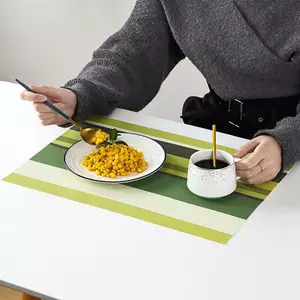 ECK 45x30cm PVC Placemat Sọc Chống Trơn Trượt Chống Thấm Nước Bàn Thảm Nhà Bếp Bàn Ăn Đĩa Miếng Lót Bát Đế Lót Ly Trang Trí Nhà HOT