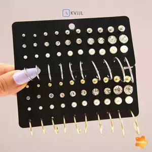 20 Đôi Bông Tai Nữ Bộ Bông Tai Ngọc Trai Dành Cho Nữ Bohemian Trang Sức Thời Trang Hình Học Pha Lê Bông Tai Mới