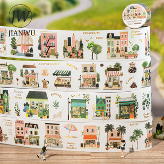 JIANWU 50mm * 200cm Vintage Biển Phố Nhà Vật Liệu Phong Cảnh Cắt Băng Thêu Sò Washi Sáng Tạo DIY Tạp Chí Văn Phòng Phẩm