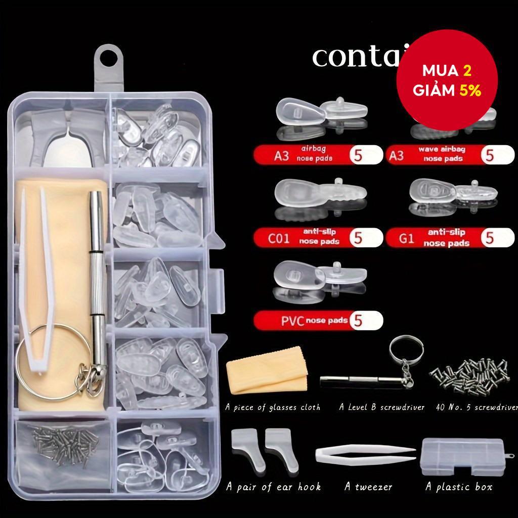 Bộ dụng cụ sửa chữa miếng đệm mũi bằng kính mắt có khóa vít Miếng đệm silicon chống trượt