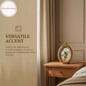Hodou Sáng Tạo Vintage Vàng Nhựa Khung Hình Hiển Thị Giá Đỡ Để Bàn Trang Trí Tường Hình Bầu Dục Khung Ảnh Nhỏ Retro Treo Khung VN