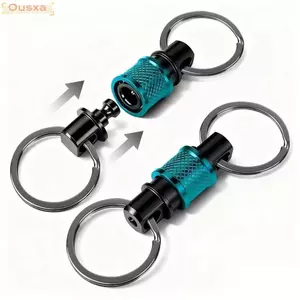 Móc khóa tháo nhanh OUSXA, Móc khóa có thể tháo rời bằng hợp kim nhôm hai đầu, Kẹp thiết kế kéo nhanh Mini có thể thu vào Khóa kéo ngoài trời