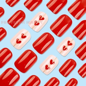 Valentine 's Red Nhân Tạo Móng Tay Ngón Tay Bền Đẹp & Không Bao Giờ Chia Móng Tay Giả Thoải Mái Cho Nữ Và Bé Gái Nail Salon
