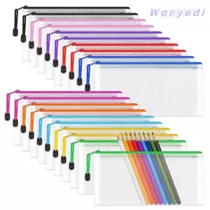 WANYEDI Lưới Dây Kéo Túi, Túi Đựng Bút PVC Chống Thấm Nước, Đa Năng Trong Suốt Dày Tổ Chức Văn Phòng Phẩm Học Sinh
