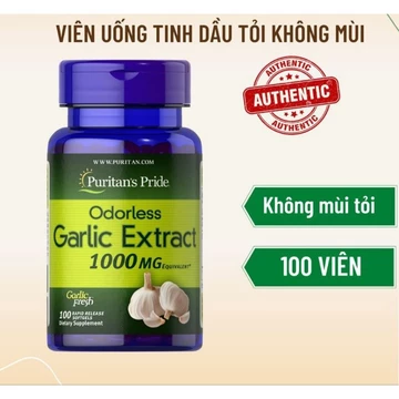 Viên uống tinh dầu tỏi odorless Garlic Extract 1000mg 100v puritan's Pride _TÂMSTORE