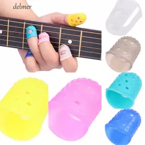 DELMER 4 Cái / bộ Silicon Bảo Vệ Ngón Tay, Màu Trơn Trượt Guitar Bảo Vệ Đầu Ngón Tay, Cao Su Mềm Thimble May Dụng Cụ Nấu Ăn Phụ Kiện Đàn Guitar Ukulele
