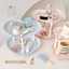 Kệ đựng mỹ phẩm hình trái tim màu pastel để bàn trang điểm khay nước hoa nhựa PP sức chứa lớn decor phòng ngủ xinh gọn