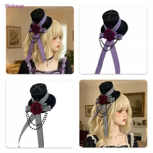 Phụ kiện tóc kiểu Gothic thanh lịch Woke Mũ nhỏ Kẹp mũ cho các bữa tiệc Cosplay