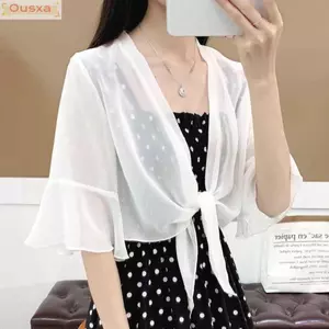 Khăn choàng voan OUSXA, Khăn choàng vải tuyn ngắn voan, Áo khoác mỏng nhiều màu dành cho nữ