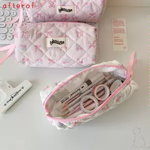Túi đựng văn phòng phẩm AFTEROF, Túi đựng bút đa chức năng nơ, Túi đựng mỹ phẩm dung tích lớn
