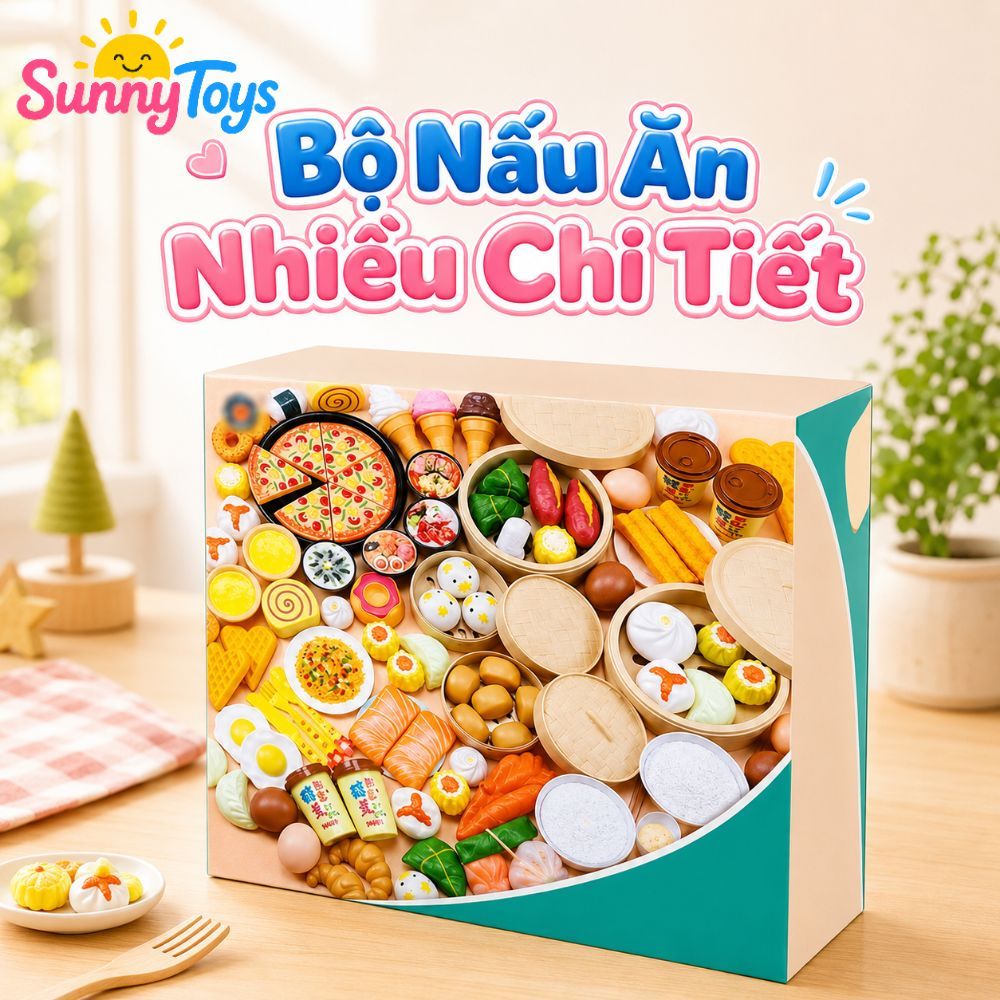 Set Đồ Ăn Nhà Bếp SunnyToys 88 Món - Thực Phẩm Mô Phỏng Cho Bé Chơi Nấu Ăn