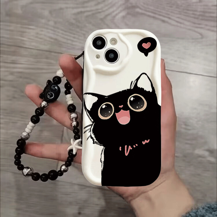 Ốp Lưng Mèo Đen Dễ Thương Cho Xiaomi POCO X8 Pro Max M7 X7 X6 F7 F8 Ultra MI 15T Pro Vỏ Có Họa Tiết Chainy Camera Động Vật Bảo Vệ Chống Sốc 3D Sóng Cong Cạnh Mềm TPU Silicon