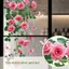 {AKIN} 1 Decal dán cửa sổ hình bướm hoa hồng hồng màu xanh lá cây tự dính để trang trí kính phòng khách gia đình {a}