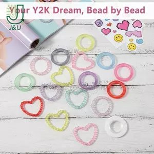 Hạt rời Acrylic 20 miếng đệm rỗng hình trái tim đầy màu sắc cho vòng tay tình bạn DIY Thủ công và ủng hộ bữa tiệc