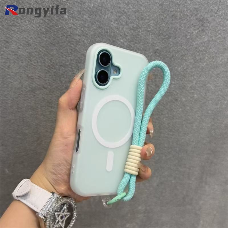 Ốp lưng từ tính 2 trong 1 cho Xiaomi 17T 17 Pro Max 15T 14T 11T Pro Mi 11 Lite Vỏ điện thoại sạc không dây màu kẹo có dây buộc