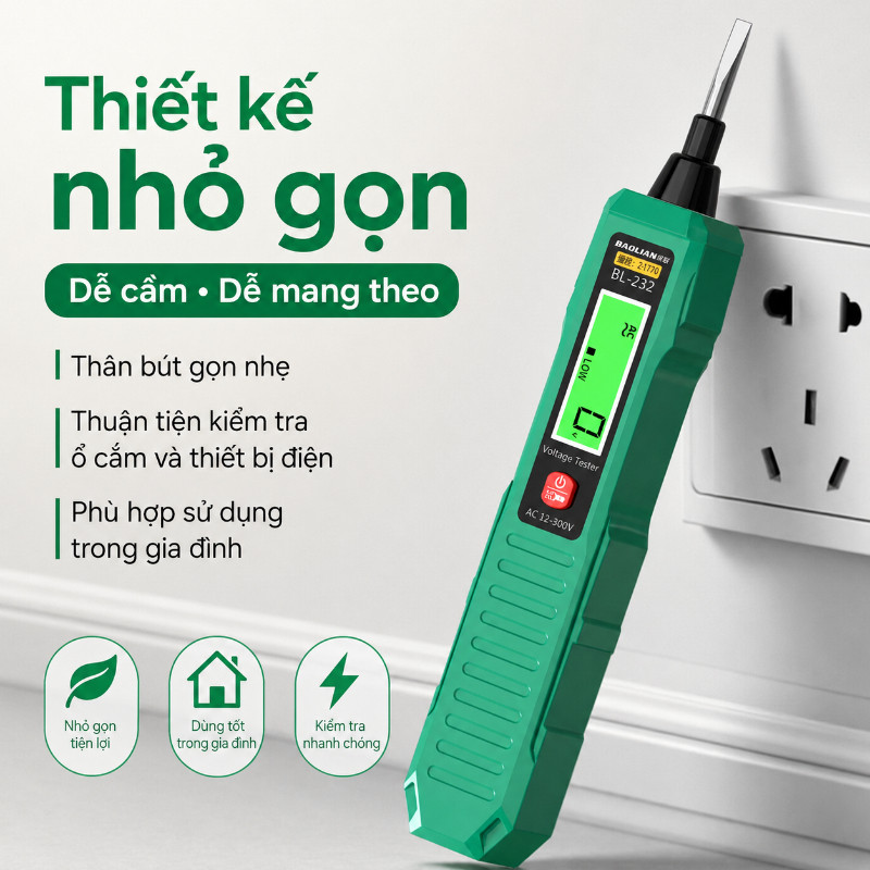 Bút Thử Điện Cảm Ứng Thông Minh – Đo Điện Áp 12-400V, Màn Hình LCD Lớn Hiển Thị Số, Cảnh Báo Âm Thanh & Ánh Sáng
