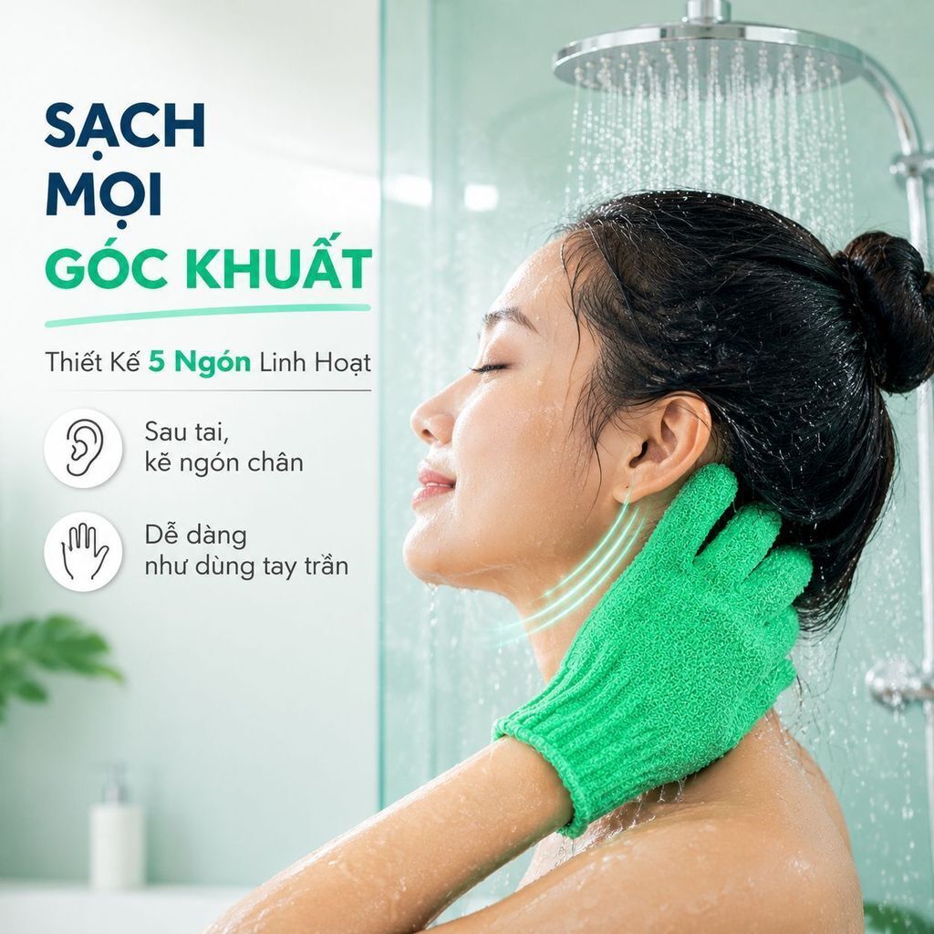 🔥Giá sốc🔥Tẩy da chết sâu găng tay 5 ngón | Găng tay mài mòn sợi siêu mịn giặt được | Dụng cụ tắm tẩy tế bào chết