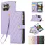 Ốp Lưng Cho Xiaomi 17T Pro Kim Cương Lưới Da Dây Kéo Nhiều Khe Cắm Thẻ Dây Đeo Tay Chống Rơi Vỏ Điện Thoại