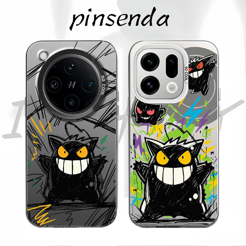 Dành cho Oppo Find X9 Ultra X9 Pro X8 Pro X7 Ultra Reno 15 Pro 15F 14F 13F “Graffiti Gengar ” Vỏ điện thoại cứng mờ Micro / Vỏ Oppo chống sốc viền mềm
