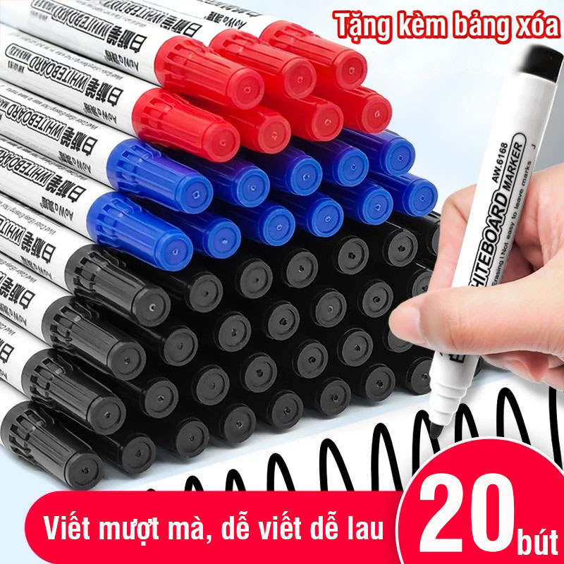 Bút Dạ Bảng Trắng Xóa Được Đa Màu – Ngòi Bền Viết Êm, Mực Đậm Nét Không Lem, Tiện Dụng Cho Văn Phòng