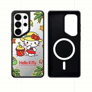 Từ Bãi Biển Bãi Biển Thỏ Mèo Gương Cứng Phone Case For Samsung Galaxy S26 25 24 23 UItra S26 25 24 Plus Vỏ Bảo Vệ Chống Sốc