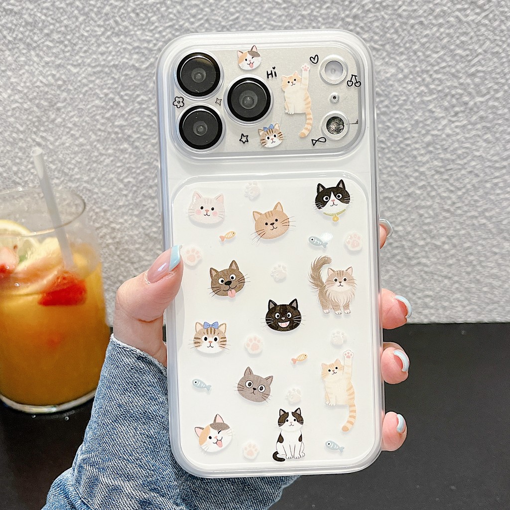 Ốp Điện Thoại Mèo Dễ Thương Cho IPhone 17 Pro Max 17 16 15 14 13 Vỏ Bảo Vệ Chống Sốc