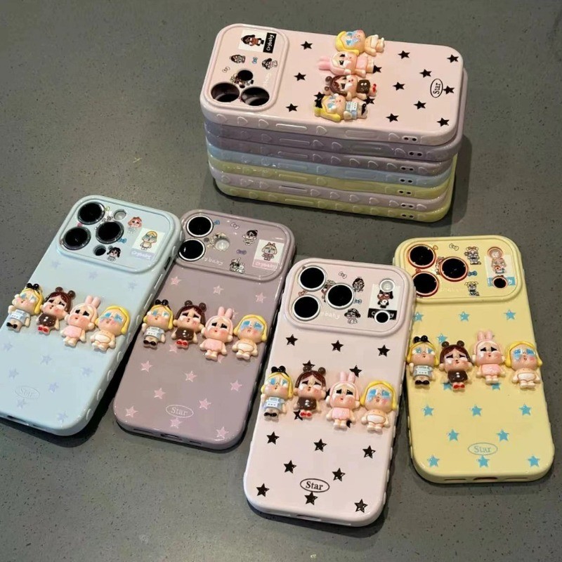 Vỏ điện thoại iPhone búp bê khóc ba chiều dễ thương Vỏ cao su mềm iPhone - 7/8/11/12/13/14/15/16/17/Plus/Air/Pro/Max