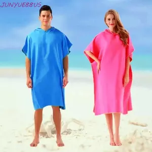 Khăn bơi khô nhanh JUNYUE88US, Khăn khô bơi có mũ trùm đầu bằng sợi nhỏ, Phụ kiện bể bơi thấm gió Khăn Poncho đi biển khô nhanh Khăn bơi lội