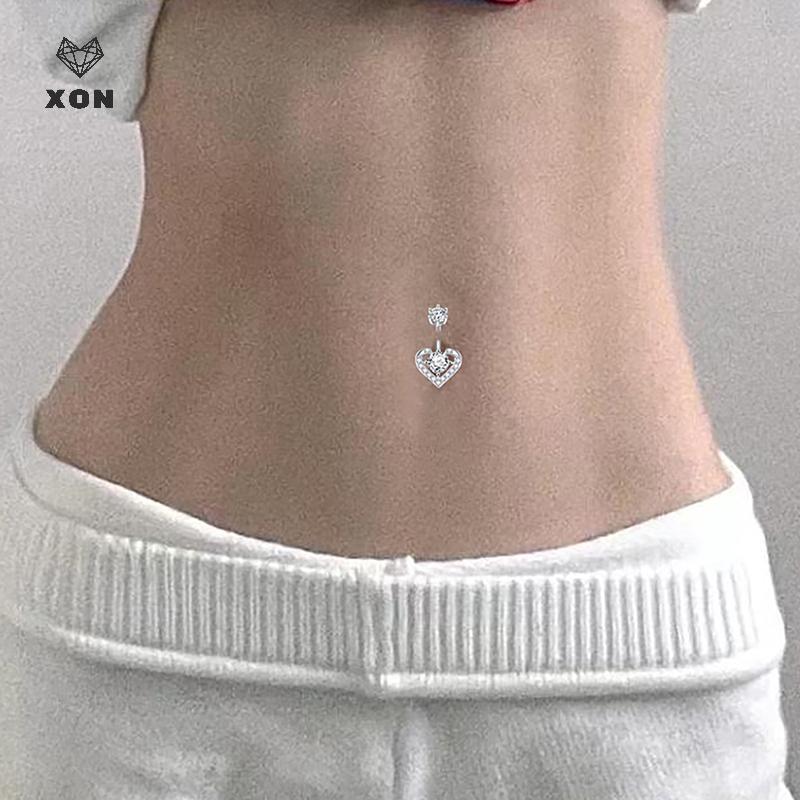 [XON] Nhẫn buộc bụng pha lê thời trang Zircon dành cho nữ Cô gái Trái tim tinh tế Bướm rốn Nhẫn đeo chéo cơ thể Quà tặng trang sức [Mina]