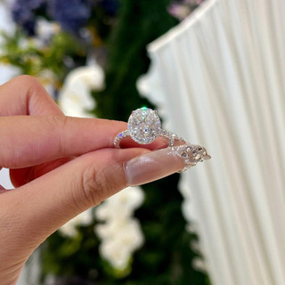 Châu Âu Mỹ ins Phong Cách Mới 2 Carat Mô Phỏng Moissanite Mở Nhẫn Nữ