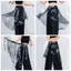 CATMALLER88 Khăn quàng váy voan, Váy buộc dây khiêu vũ nhẹ eo cao, Harajuku Y2K Dạo phố Họa tiết cây hoa ren thắt lưng trang trí quần jean