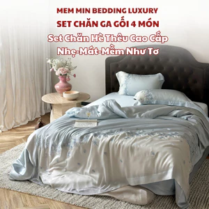 Bộ Chăn hè chần bông thêu hoa phong cách thanh lịch, nhẹ nhàng, mềm như tơ Memminbedding Luxury