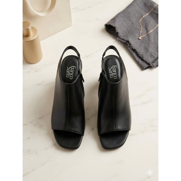 Giầy Sandal Nữ Cao Gót Da Xịn Phân Đế Vuông Mũi Vuông Hở Ngón Ôm Chân Cá Tính Sang Trọng