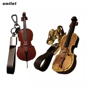 Móc khóa nhạc cụ SMILE, Móc khóa Violin & Cello sáng tạo bền bỉ, Mặt dây chuyền túi thủ công bằng da PU dành cho bạn bè cổ điển nhỏ